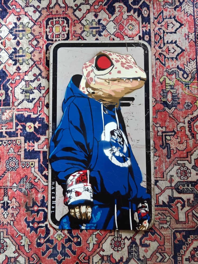 Painted salvaged traffic sign